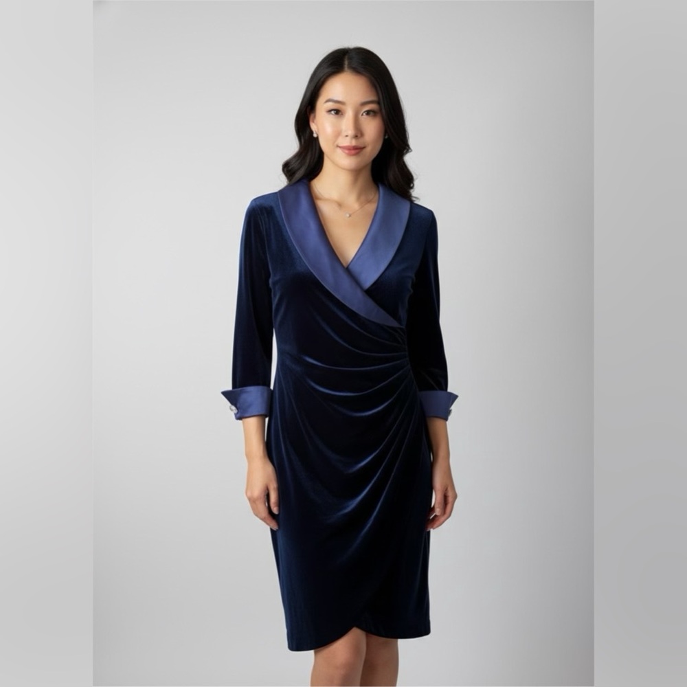 Jessica Howard Deep Blue Long Sleeve Dress